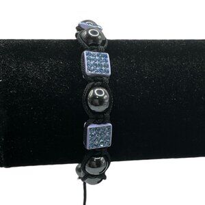 Hematite & Rhinestone Bead Adjustable Bracelet